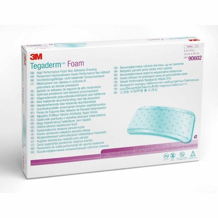 3M Tegaderm Foam Dressing 4 X 8 Inch Without Border Film Backing Nonadhesive Rectangle Sterile, 30PK 90602